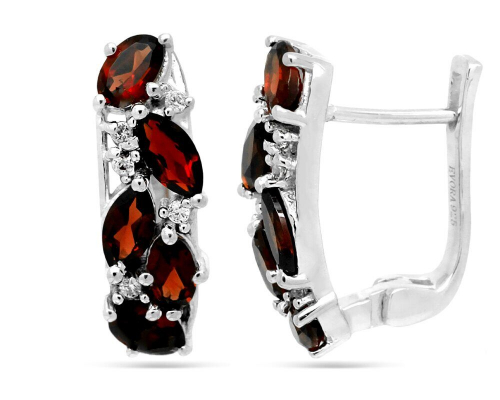 Серьги из серебра гранат, Селина