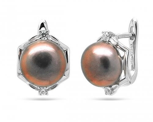 Серьги из серебра жемчуг, МЖВ190ч