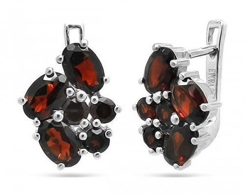 Серьги из серебра гранат, Индира