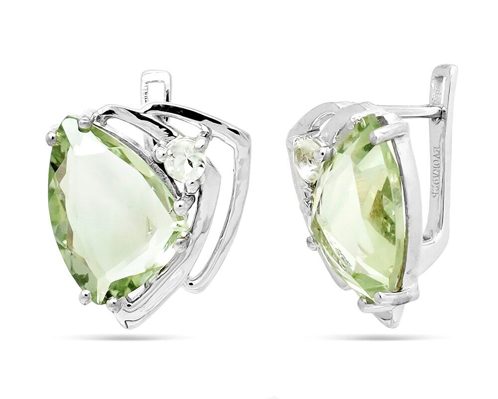 Серьги из серебра зеленый аметист, Лавара