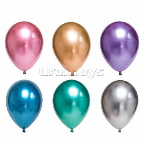 Набор воздушных шаров 30 см. 6 шт. хром металлик_ассорти