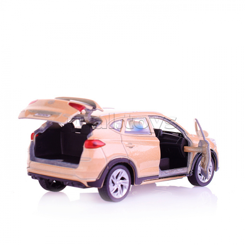 Машина металл Hyundai Tucson 12 см, (откр. двери, багаж., бежевый) инерц, в коробке