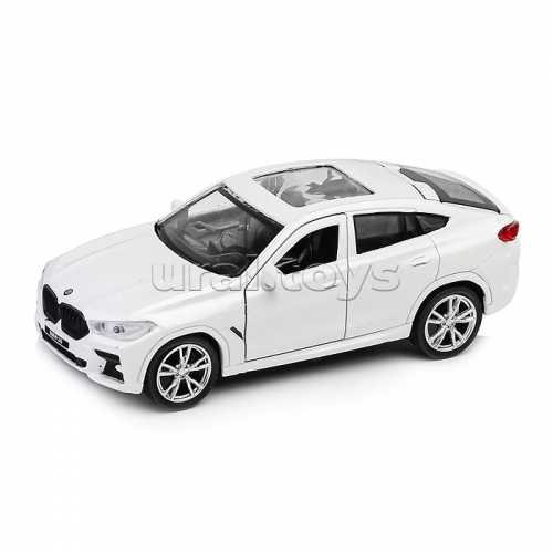 Машина металл BMW X6 12 см, (двери, багаж, белый) инер, в коробке