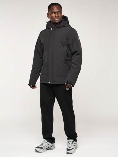 Куртка спортивная MTFORCE мужская с капюшоном черного цвета 2332Ch