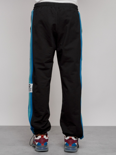 Широкие спортивные штаны трикотажные мужские черного цвета 12903Ch