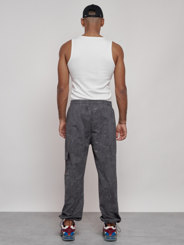 Широкие спортивные брюки трикотажные мужские серого цвета 12932Sr