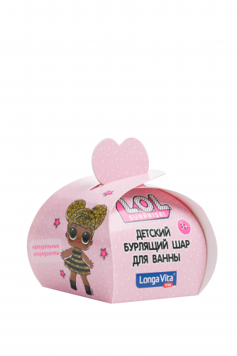 Лонга Вита Детский бурлящий шар для ванны Клубника 120 г., от 3-х лет, L.O.L
