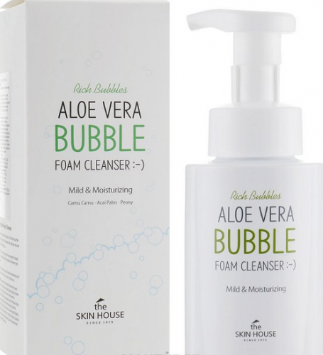 Пенка воздушная очищающая с алоэ THE SKIN HOUSE Aloe Vera Bubble Foam Cleanser