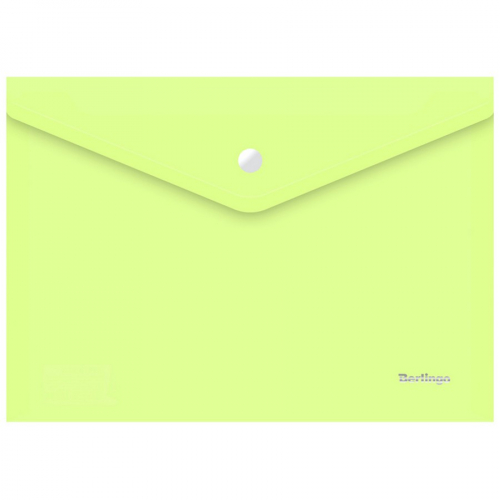Папка-конверт на кнопке Berlingo Starlight А4, 180мкм, прозрачная салатовая, индив. ШК (AKk_04119