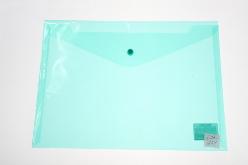 Папка-конверт с кнопкой А4, Brauberg, до 100л., прозрачная, цвет зеленый