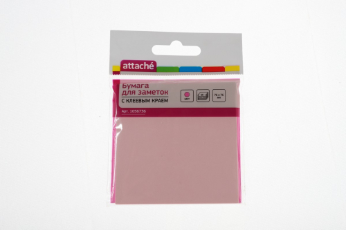 Бумага для заметок с клеевым краем, 76Х76мм, 50листов, цвет розовый