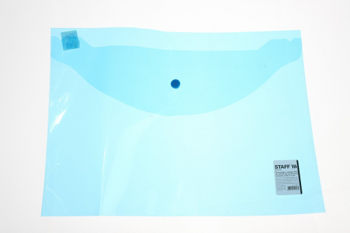 Папка-конверт с кнопкой А4,330Х240мм,до 100л., прозрачная, цвет синий