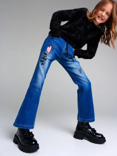1467 р.  2063 р.  Брюки текстильные джинсовые утепленные флисом для девочек