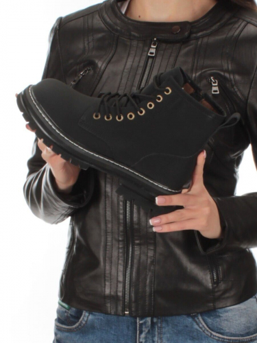 01-P8306-2 BLACK Ботинки демисезонные женские (натуральная кожа)