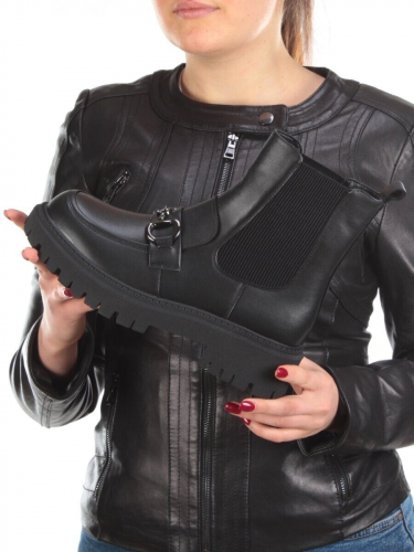 01-5273-1 BLACK Ботинки демисезонные женские (натуральная кожа, байка)