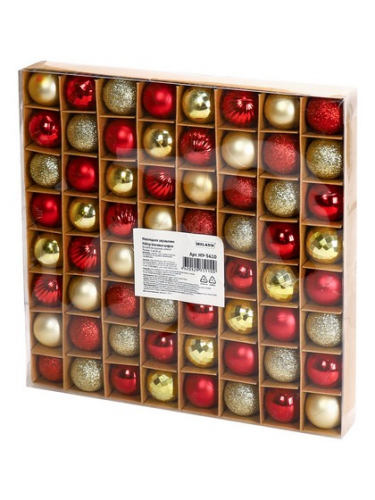 Набор ёлочных шаров 64 шт Волшебство, 3 см, красный, золотой