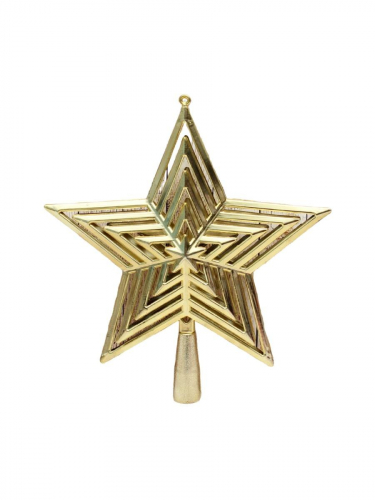 Новогоднее украшение Верхушка на ёлку Звезда, золотая, 23 см