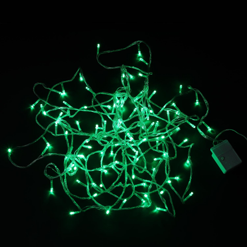 Гирлянда 140 LED 12 м прозрачный провод зелёная