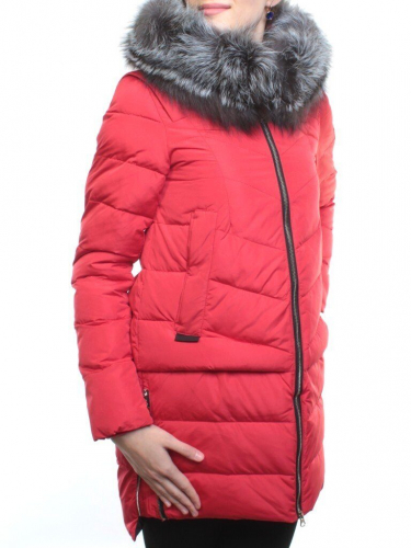 163-096 RED Пальто зимнее женское (холлофайбер, натуральный мех чернобурки) размер 42 российский