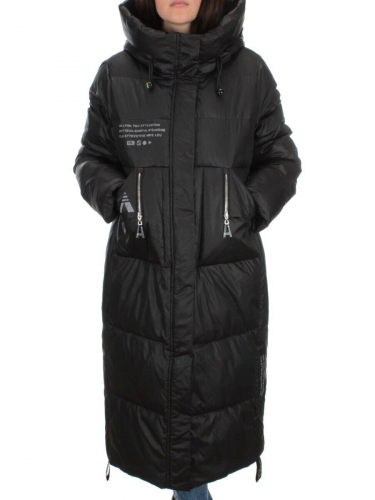 H-2201 BLACK Пальто зимнее женское (200 гр .холлофайбер) размер 56