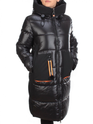 2190 BLACK Пальто женское зимнее AKIDSEFRS (200 гр. холлофайбера) размер 48