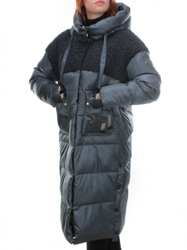 Y21636 GRAY/BLUE Пальто женское зимнее MEIYEE (200 гр. холлофайбера) размер XL- 48российский