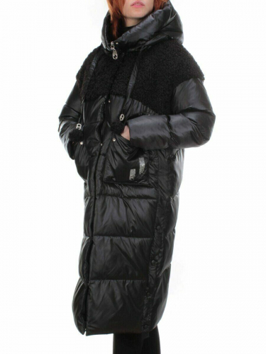 Y21636 BLACK Пальто женское зимнее MEIYEE (200 гр. холлофайбера) черное размер S-42 российский