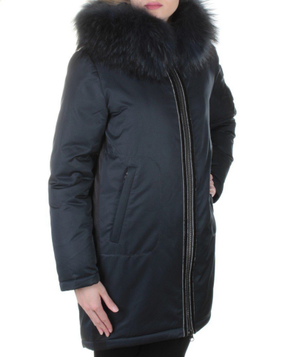 E-1961 DK. BLUE Пальто женское с мехом Evcanbady размер S - 46 российский