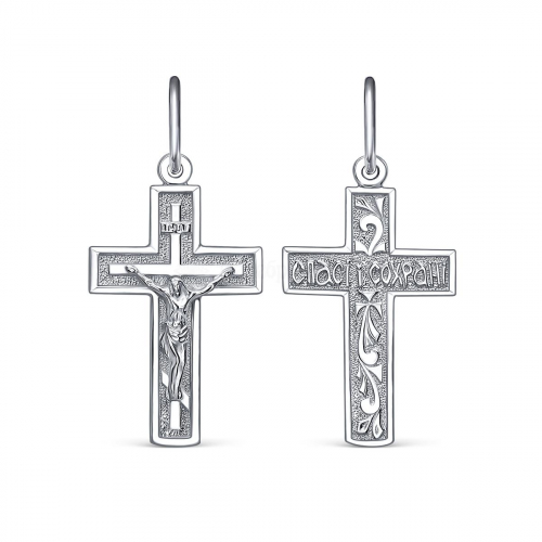 Крест из серебра родированный - 3,1 см К3-529р