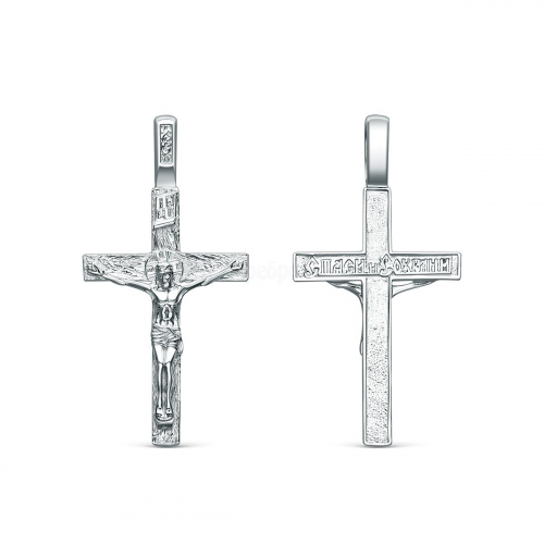 Крест из серебра родированный - 4,9 см К3-342р