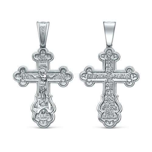 Крест из серебра родированный - 7,4 см К3-425р