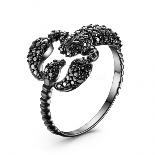 Кольцо из серебра с натуральной шпинелью родированное - Скорпион