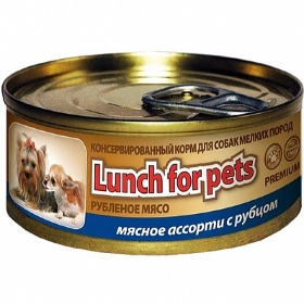Lunch For Pets рубленное мясо, мясное ассорти с рубцом для собак 100 г