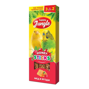 Happy Jungle Палочки для птиц, мед и ягоды, 3 шт. 90 г
