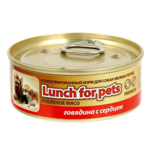 Lunch For Pets рубленное мясо говядина с сердцем для собак 100 г