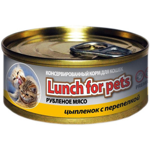 Lunch For Pets Рубленое мясо Цыплёнок с перепёлкой для кошек 100 г