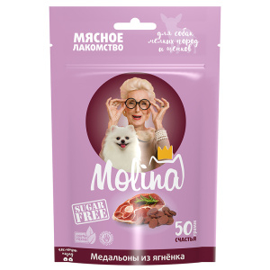 Molina Лакомство для собак мелких пород, Медальоны из ягненка, 50 г
