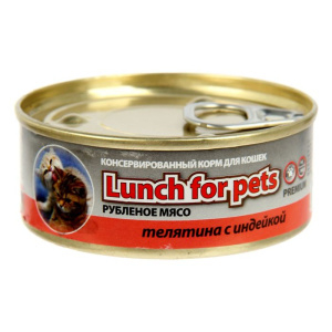 Lunch For Pets Рубленое мясо Телятина с индейкой для кошек 100 г