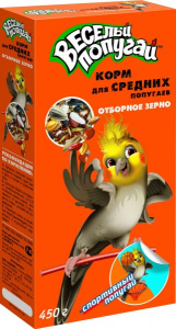 Зоомир Веселый попугай корм для средних попугаев отборное зерно, 450 г