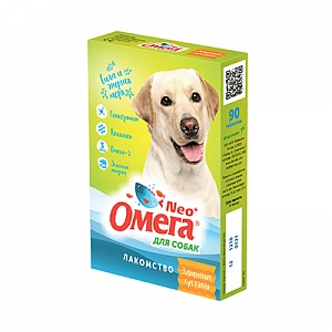 Астрафарм ОМЕГА NEO Мультивитаминное лакомство для собак с глюкозамином и коллагеном, Здоровые суставы, 90 таблеток