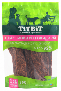 TiTBiT Пластинки из говядины для собак всех пород 300 г - XXL выгодная упаковка