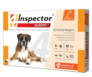 Inspector Quadro Капли от внешних и внутренних паразитов для собак 25-40 кг, 1 пипетка