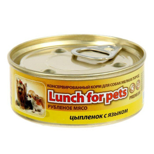 Lunch For Pets консервы для собак, цыпленок и язык Рубленное мясо 100 г