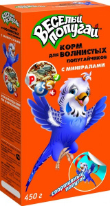 Зоомир Веселый попугай корм для волнистых попугайчиков с минералами, 450 г