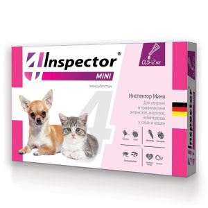Inspector Mini Капли от внешних и внутренних паразитов для кошек и собак 0,5-2 кг, 1 пипетка