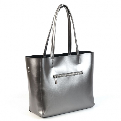 Женская кожаная сумка шоппер трапеция 8689-220 Пеарл Блек
