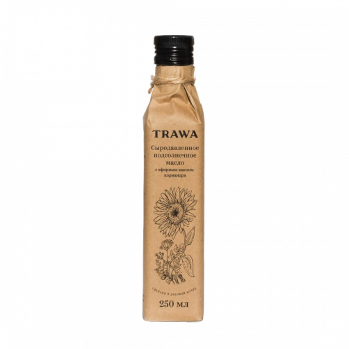 TRAWA Масло сыродавленное подсолнечное с эфирным маслом кориандра бутылка 250мл