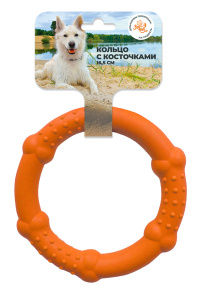 Зооник Игрушка для собак, Кольцо с косточками (пластикат 16,5 см) оранжевая
