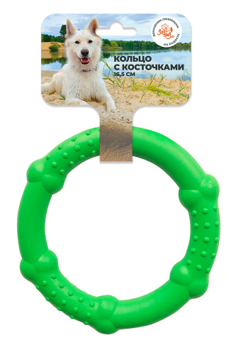 Зооник Игрушка для собак, Кольцо с косточками (пластикат 16,5 см) салатовая
