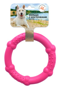 Зооник Игрушка для собак, Кольцо с косточками (пластикат 16,5 см) розовая